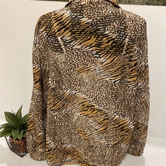Damee New York Zip Front Sheer Animal Print Top / Jacket Women’s size 2XL - Picture 4 of 17